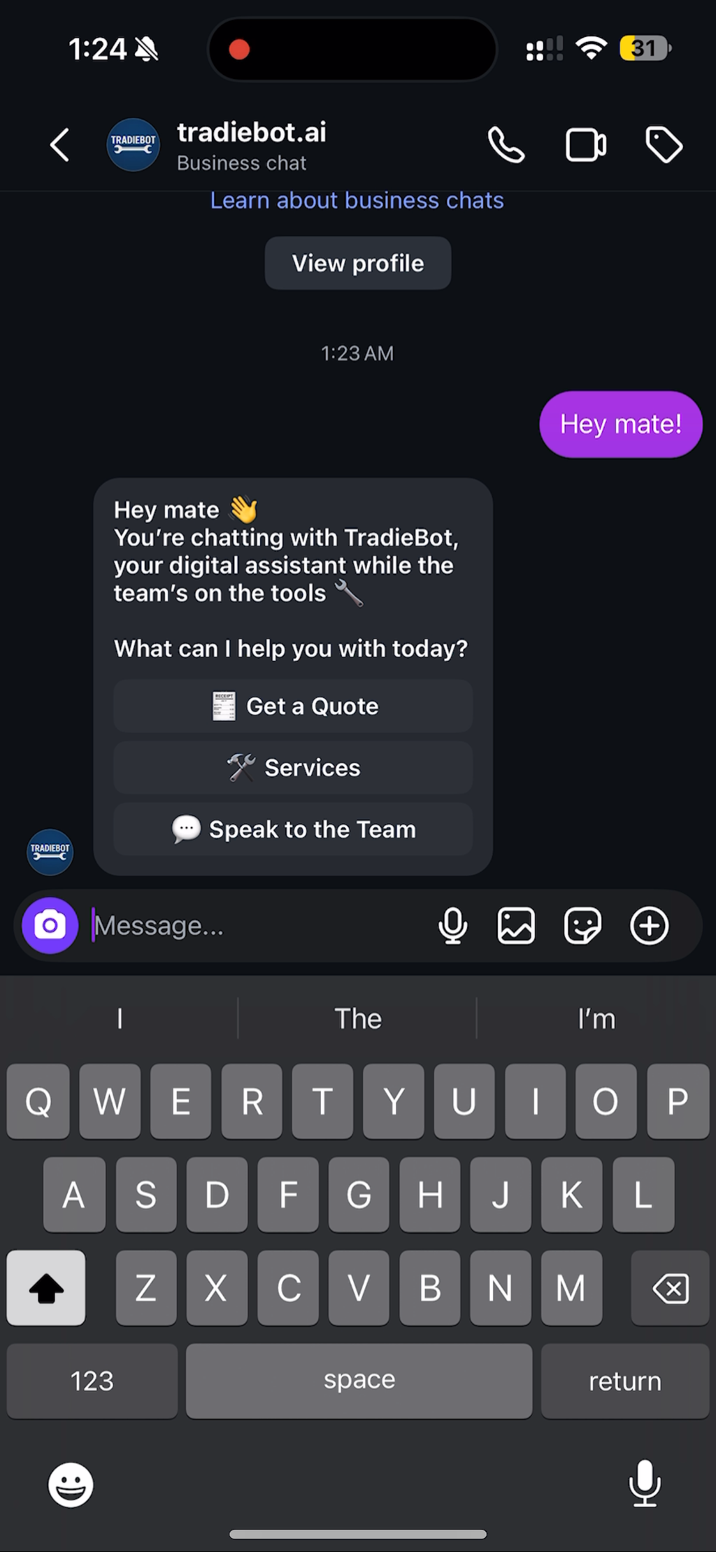Meet TradieBot Your 24/7 Booking Assistant 👷‍♂️